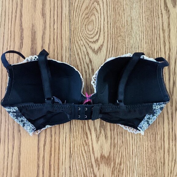 Victoria's Secret Dream Angels Push Up Bra Black with Pink Lace Overlay - Picture 2 of 3